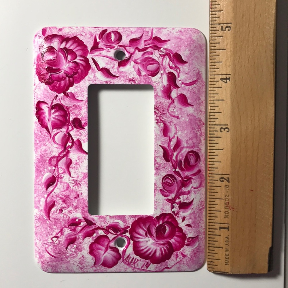 Hand Painted Rocker Switch Plate - Roses Signed - Picture 5 of 7